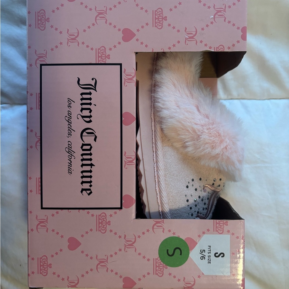 Juicy Couture Blush Pink Faux Fur Slippers